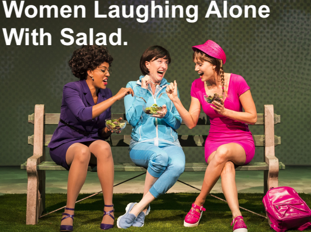Women Laughing Alone With Salad